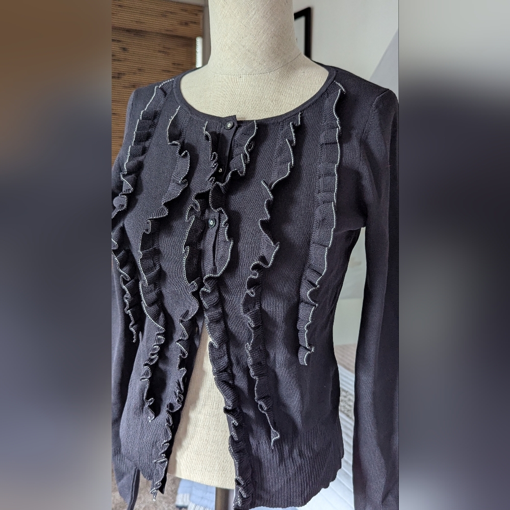 Black Ruffled Cardigan - Picture 6 of 6